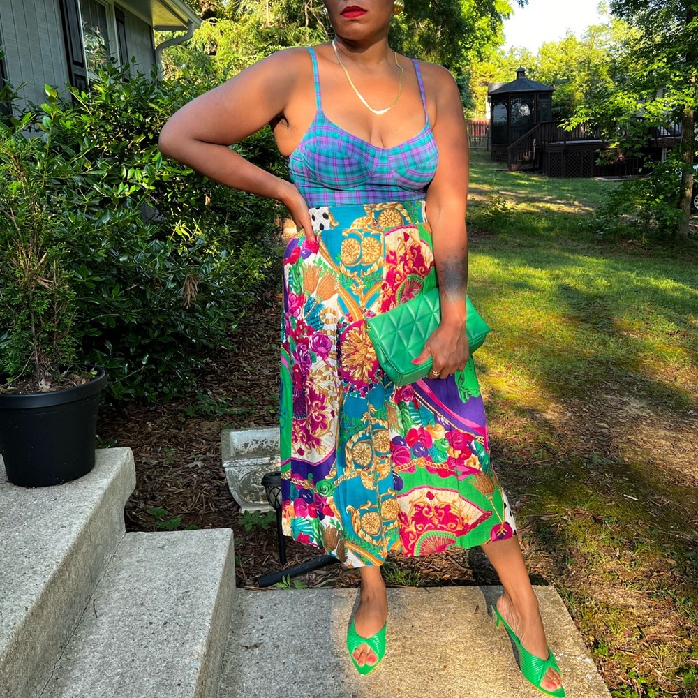 Unique vintage Norton McNaughton mixed print skirt size 12